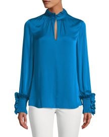 Kobi Halperin Lexi Stretch-Silk Blouse with Smocked Detail at Neiman Marcus